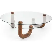 AEA holz Couchtisch mit glasplatte Stilvoller Möbel für Wohnzimmer
