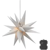 Goobay 6x 64788 LED-Weihnachtssterne, 3D, Durchmesser 56 cm, batteriebetrieben, weiß-transparent, 2 Meter - Außenstern mit Timer und 18 Zacken, warmweiß (3000 K), für Innen- und Außenbereich (IP44)