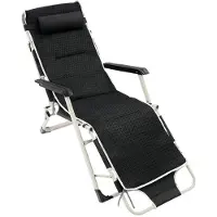 StarTech.com Klappbare Sonnenliege - 3-fach verstellbarer Relaxstuhl/Campingliege - Tragbar für innen & außen - Kohlenstoffstahl & Canvas - Ohne Polster - Schwarz