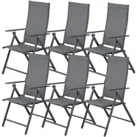 StarTech.com Gartenstühle 6er Set - Klappbare Hochlehner - 7-fach verstellbar - Atmungsaktive Sitzfläche - Metallrahmen mit Armlehnen - Für Balkon Terrasse Camping - Grau