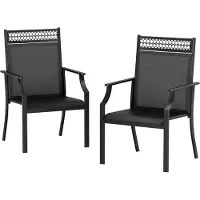 StarTech.com Gartenstühle 2er Set für draußen - Klappbare Dining Stühle - Metallgestell - Atmungsaktives schnell trocknendes Teslin-Gewebe - Mit Armlehnen - Schwarz