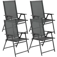 StarTech.com Klappbare Gartenstühle - 4er Set - Wetterfestes Textilene - Metallgestell mit Armlehnen - Hohe Rückenlehne - Schwarz
