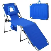 StarTech.com Klappbare Sonnenliege Strandstuhl - Hohe Liege mit Gesichtsaussparung - 5-fach verstellbare Rückenlehne - Gepolsterte Auflage - Seitentasche - Tragbar für Garten Strand und Terrasse - Blau
