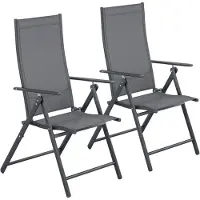 StarTech.com Gartenstuhl Set 2 Stück - Klappbare Hochlehner - 7-fach verstellbar - Metallgestell mit Armlehnen - Atmungsaktiver Sitz - Für Balkon und Camping - Grau
