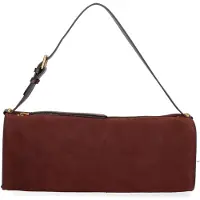 Gave Lux Damen-Schultertasche aus echtem Wildleder mit Reißverschluss Italy Cognac UNICA 35x14x10 cm
