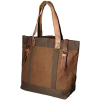 Gave Lux Maura Schultertasche Canvas und Leder Uni Handwerk Cognac UNIQUE 38x37x16 cm