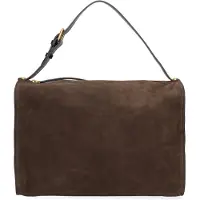 Gave Lux Damen-Schultertasche aus echtem Wildleder mit Reißverschluss Italy Cognac UNICA 35x23x14 cm