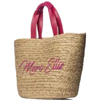 Marc Ellis Handtasche Damen Naturfasern Geflecht Schwarze Henkel Beige and Black UNICA 46x28x20 cm BUBY_GUNES_M-NATURAL-BLACK