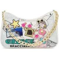 Braccialini Damen-Schultertasche Weiß mit Reißverschluss und Kettenhenkeln Bianco UNICA 32.5x21x10 cm B17085-UNICO