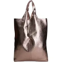 Gave Lux Argenta Style Schultertasche Damen Laminiertes Leder Lamé Italy Iron UNICA 38x44x3 cm