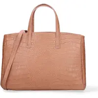 Gave Lux Damenhandtasche Dunkelbraun Rindsleder Krokodilprägung Dark Cognac UNICA 38x24x16 cm