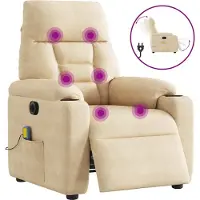 Syfax Massagesessel Elektrisch Creme Mikrofasergewebe