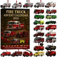OEM 24-Tage Adventskalender - Mini Feuerwehrwagen - 24-Tage Kalender - Dekoration - Geschenk für zu Hause - Weihnachtsdekoration