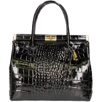 Gave Lux Handtasche Delfina Krokodil-Prägung Echtleder Glänzend Rot Fire Red UNICA 32x28x15 cm