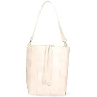 Gave Lux Damen-Schultertasche Leder Struktur Verstellbarer Kordelzug Beige UNICA 27x34x14 cm