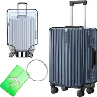 Benza Ibenzoa Kofferhülle – transparente blaue PVC-Reisehülle, wasserabweisend, kratzfest & wiederverwendbar, inkl. Bagagelabel