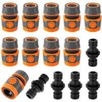 OEM Gartenschlauchkupplungsatz - 15 Stück - Dauerhaft und Robust - 1/2 Zoll - Gartenschlauchkupplungen - Geeignet für Bewässerungsanlagen - 13 mm
