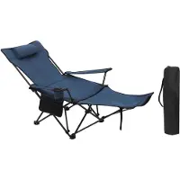 StarTech.com Campingstuhl - Klappbarer Liegestuhl - Leicht - Abnehmbares Kopfpolster - Ausziehbare Fußstütze - Armlehnen - Blau