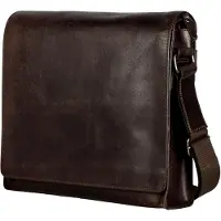 Markenlos Leder Umhängetasche Schultertasche Dakota Messenger Bag Brown dunkelbraun