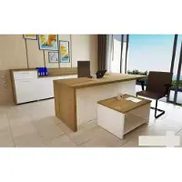 AEA Büro Modernes Set Eckschreibtisch brauner Couchtisch Aktenschrank 3tlg.