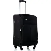 Markenlos XL-Reisekoffer mit 4 Rollen, 74 cm - Volumen: 115 Liter, 4,2 kg - XL-Light - Erweiterbare Dehnfalte (Schwarz)