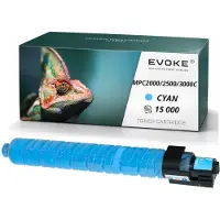 Evoke Kompatible Tonerkartusche für den Ricoh-Drucker MPC-2000, 2500, 3000C, 888643, 884949, 842033, Cyan, 15.000 Seiten, kompatibel mit Aficio MP C2000, C2500, C3000