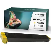 Evoke Toner-Kompatibilkartusche für den Sharp-Drucker MX-61GTYA MX-60GTYA, Gelb, 24.000 Seiten, kompatibel mit MX-3051, MX-3061, MX-5071, MX-2651 und MX-3551