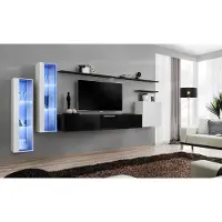 AEA Wohnzimmer Schwarz Set Wandschrank Vitrine Luxus Wohnwände TV-Ständer Design