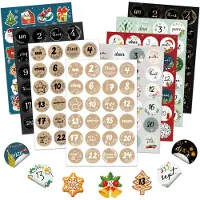 OCreon Weihnachtsaufkleber – Adventskalender 2024 – Zahlen – 24 Aufkleber mit den Zahlen 1-24 – 8 x 24 cm – Basteln – Weihnachtsdekorationen