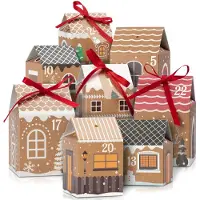 Dripio Adventskalender-Häuschen 24er Set zum Befüllen, DIY, Kraftpapier
