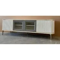 AEA Lowboard Luxus Weiß tv Ständer Wohnzimmer Modern Design Holz Möbel Glas