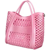 Marc Ellis Handtasche aus Veganem Leder mit geometrischem Durchbruchmuster Antique Pink UNICA 30x33.5x15 cm FLAT BASKET S CASHMERE ROSE-SILVER