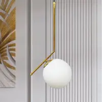 Bamyum Hängelampe Gold Glas I Newrey I Modern Pendelleuchte Metall Kronleuchter Lampe