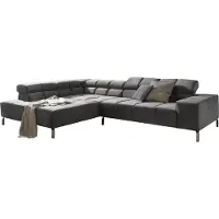 KAWOLA Sofa NELSON Ecksofa Velvet grau Recamiere links