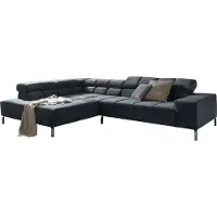 KAWOLA Sofa NELSON Ecksofa Velvet schwarz Recamiere links