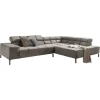 KAWOLA Sofa NELSON Ecksofa Velvet silber Recamiere rechts