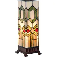 Clayre & Eef Tiffany Tischlampe 12x35 cm Grün Braun Glas