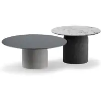 AEA Designer Grauer Couchtisch Set Luxus 2x Tische Runde Beistelltische