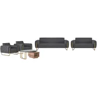 AEA Graue Polstergarnitur Designer Sofas Edler Holz Couchtisch