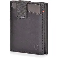 Unyqoos Slim-Geldbörse BusinessLine – schlankes Mini-Portemonnaie mit Münzfach, 8 Kartenfächer (bis 12 Karten), NFC Guard/RFID-Schutz, echtes Nappa-Leder, schwarz