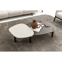 AEA Set aus 2 Couchtischen aus Holz und Glas in Braun für modernes