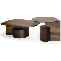 AEA Modernes Couchtisch-Set Wohnzimmer Luxus Möbel 2x Holz Beistelltische
