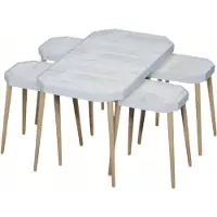 AEA Eleganter weißer Holz Couchtisch mit Beistelltischen im modernen Stil