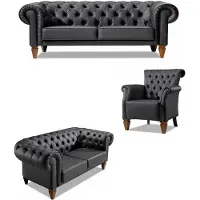 Xl Moebel Gmbh Chesterfield Schwarze Sofagarnitur 2x Dreisitzer Leder Sessel