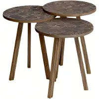 AEA Elegantes braunes Holz Couchtisch-Set im modernen Stil