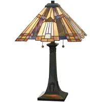 QUOIZEL Tischleuchte Inglenook buntes Glas, Höhe 64 cm