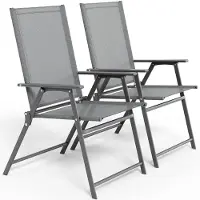 StarTech.com Gartenstühle - Klappbare Terrassenstühle 2er Set - Atmungsaktives Textilene-Gewebe - Wasserabweisendes Metallgestell mit E-Beschichtung - Armlehnen & hohe Rückenlehne - Grau