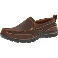 SKECHERS Herren Superior-Gains 63697 Moc Toe Slip On, Dunkelbraun, 44 EU X-Weit