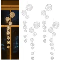 COM-FOUR® 4x LED Lichterketten mit 8 Kugeln, Lichterkette mit LED-Licht