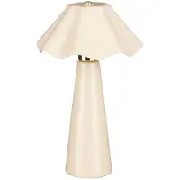 Mica Decorations Meera Tischlampe Beige - Tischlampe aus Keramik mit E27 Fassung bis 60W - Tischleuchte IP20 für Innenbereich - Dekorativer Lampenschirm - H40,5 x Ø25 cm - Beige